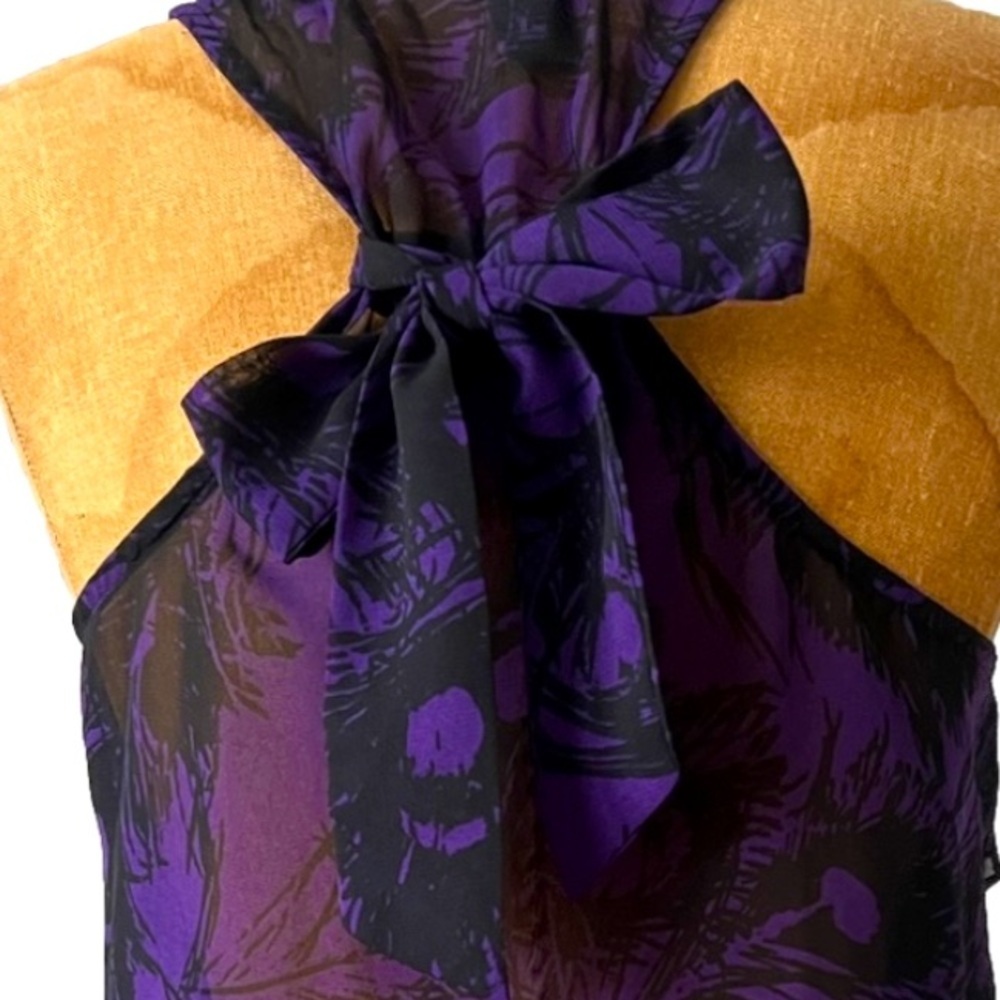 Charlotte Russe Sheer Purple Ruffle Tank W/ Back Tie Accent XS Like New! - Picture 4 of 5